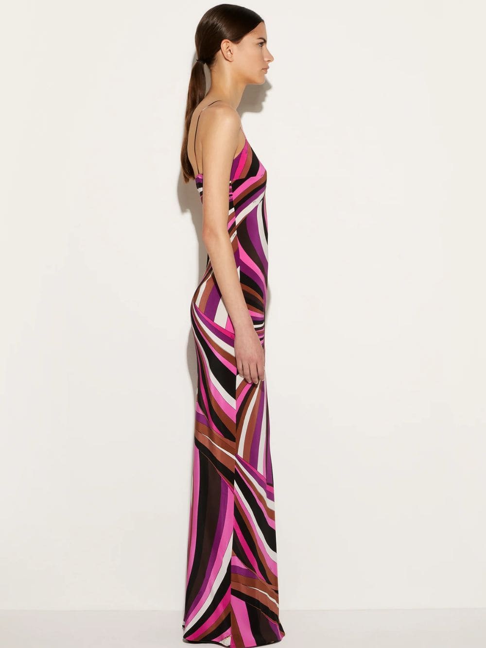 Fuchsia Pink Iride-Print Silk Dress