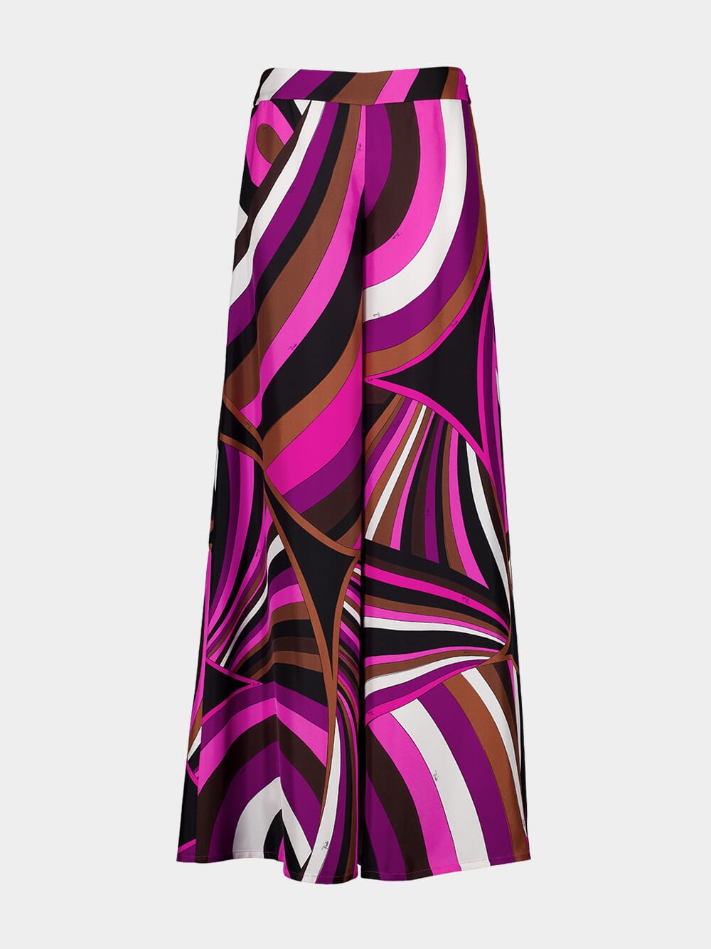 Fuchsia Pink Iride-Print Silk Wide-Leg Trousers