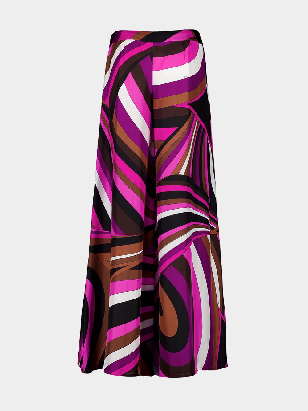 Fuchsia Pink Iride-Print Silk Wide-Leg Trousers