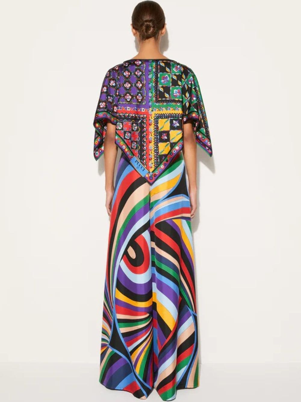 Iride-Print Silk Wide-Leg Trousers