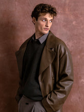 Fendi Brown Leather Pea Coat