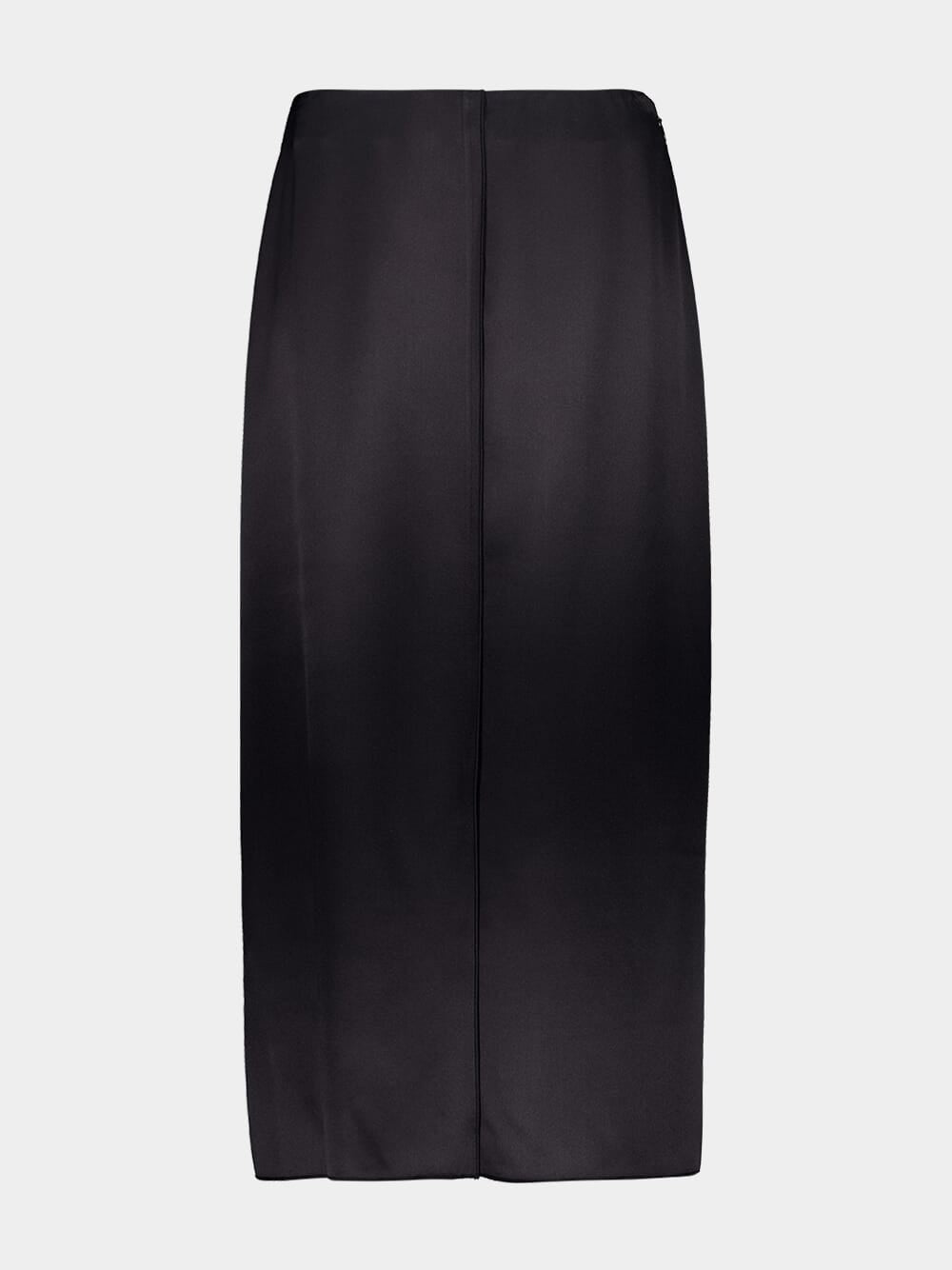 Benji Black Silk Midi Skirt