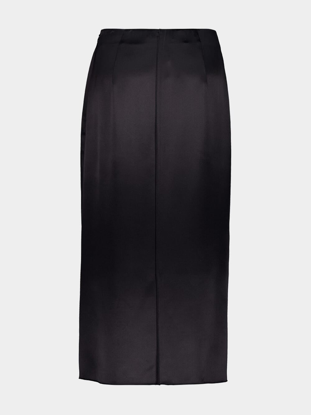 Benji Black Silk Midi Skirt