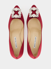 Manolo Blahnik Red Hangisi 50 Satin Jewel Buckle Pumps