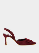 Manolo Blahnik Dark Red Maysli 70 Suede Slingback Pumps