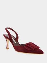 Manolo Blahnik Dark Red Maysli 70 Suede Slingback Pumps