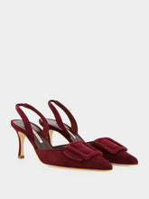 Manolo Blahnik Dark Red Maysli 70 Suede Slingback Pumps
