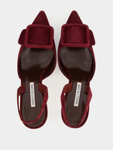 Manolo Blahnik Dark Red Maysli 70 Suede Slingback Pumps