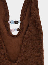 Hunza G Metallic Chocolate Adriana Beaded Swimsuit