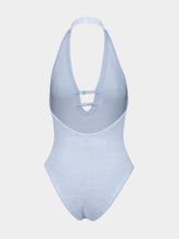 Hunza G Metallic Ice Blue Adriana Beaded Swimsuit