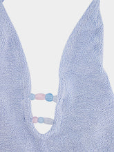 Hunza G Metallic Ice Blue Adriana Beaded Swimsuit