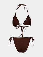 Hunza G Metallic Chocolate Gina Beaded Bikini