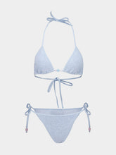 Hunza G Metallic Ice Blue Gina Beaded Bikini