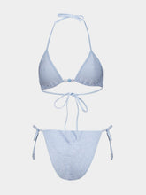 Hunza G Metallic Ice Blue Gina Beaded Bikini