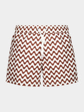 Frescobol Carioca Brown and Ecru Copacabana Print Swim Shorts