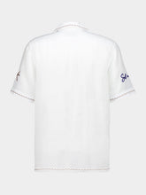 Frescobol Carioca White Alves Embroidered Linen Shirt