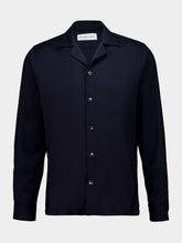 Frescobol Carioca Navy Blue Safra Tropical Wool Shirt