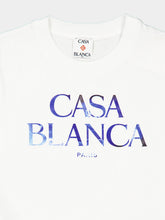 Casablanca White and Blue Sportive Stacked Logo T-Shirt