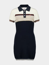 Casablanca Navy Café Culture Wool Stripe Polo Mini Dress