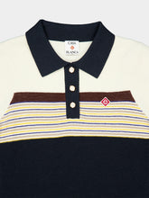 Casablanca Navy Café Culture Wool Stripe Polo Mini Dress