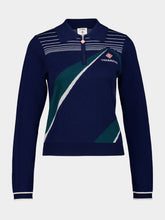Casablanca Blue Pyramid Jacquard Wool Polo Shirt