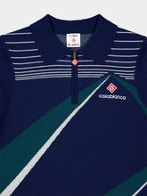 Casablanca Blue Pyramid Jacquard Wool Polo Shirt