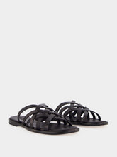 Dragon Diffusion Black Woven Leather Flat Sandals