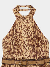 Zimmermann Tan Leopard Linen Halter Playsuit