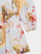 Zimmermann Light Blue Palm Floral Ascension Mini Linen Dress