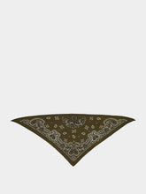 Ferragamo Military Green Arabesque Print Triangle Scarf