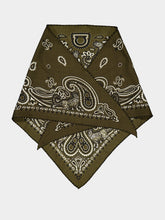 Ferragamo Military Green Arabesque Print Triangle Scarf