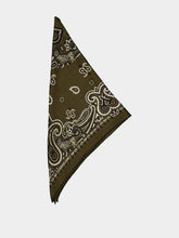 Ferragamo Military Green Arabesque Print Triangle Scarf