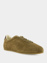 Olive Green Suede Low-Top Sneakers
