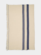 Libeco The Indigo Stripe Linen White and Blue Tablecloth