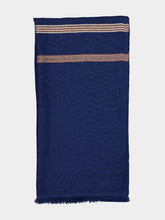 Libeco Noa Linen Blue and Brown Stripe Tablecloth