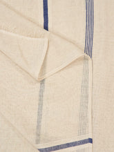 Libeco Andros Linen White and Blue Tablecloth