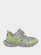 Balenciaga Grey and Neon Yellow Track Signature Sneakers