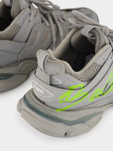 Balenciaga Grey and Neon Yellow Track Signature Sneakers