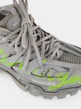 Balenciaga Grey and Neon Yellow Track Signature Sneakers