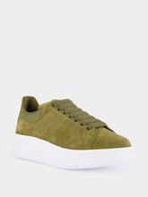 Alexander McQueen Olive Green Oversized Suede Sneakers