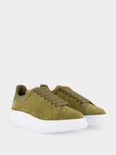 Alexander McQueen Olive Green Oversized Suede Sneakers