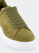 Alexander McQueen Olive Green Oversized Suede Sneakers