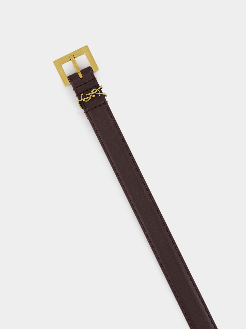 Cassandre Thin Leather Belt in Red-Tan