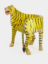 Chehoma Yellow Sculpted Tiger Mango Wood Left Armchair