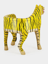 Chehoma Yellow Sculpted Tiger Mango Wood Left Armchair