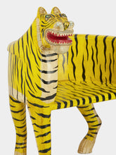 Chehoma Yellow Sculpted Tiger Mango Wood Left Armchair