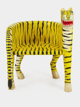 Chehoma Yellow Sculpted Tiger Mango Wood Right Armchair