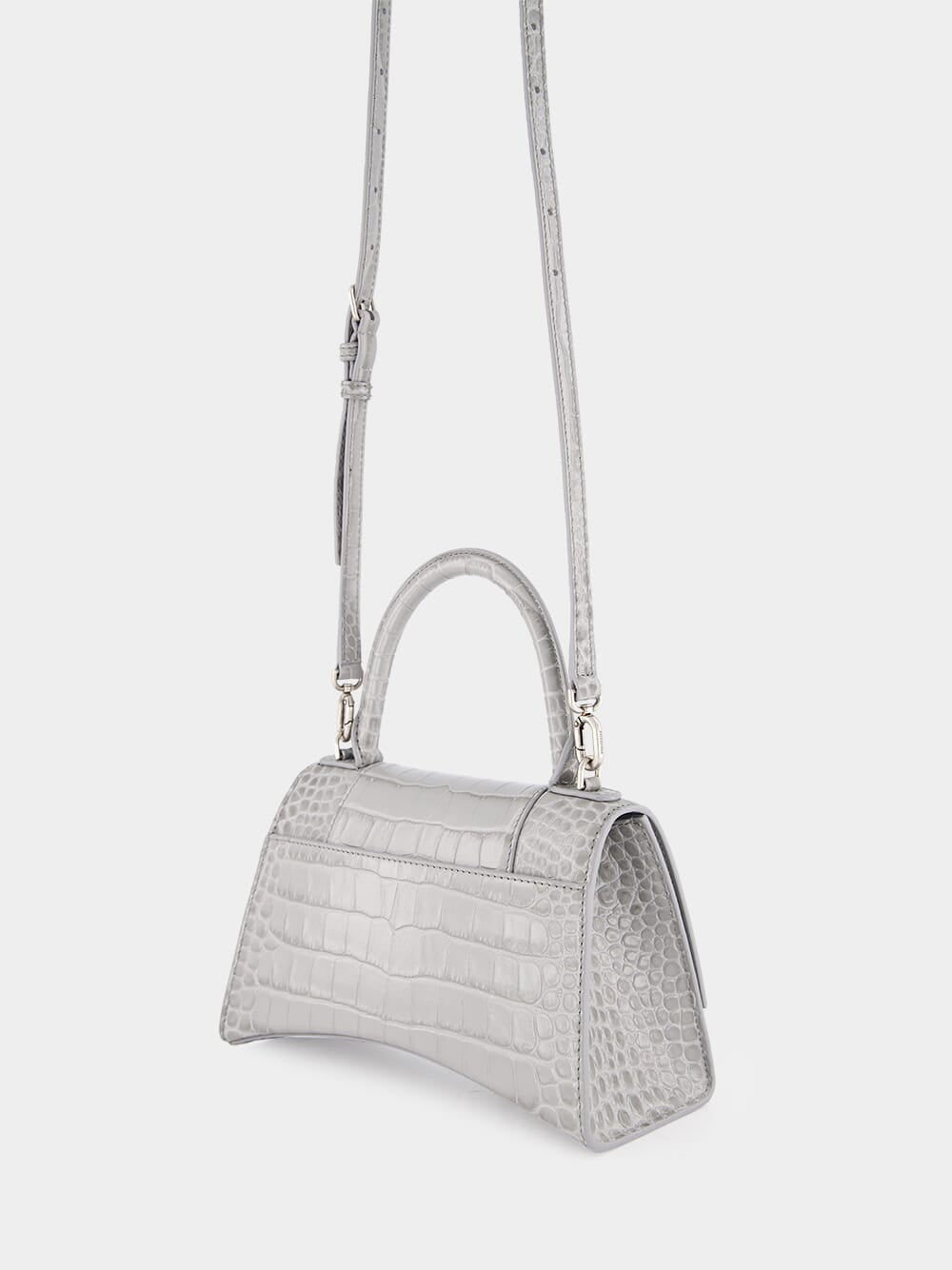 Grey Crocodile Calfksin Hourglass Small Handbag