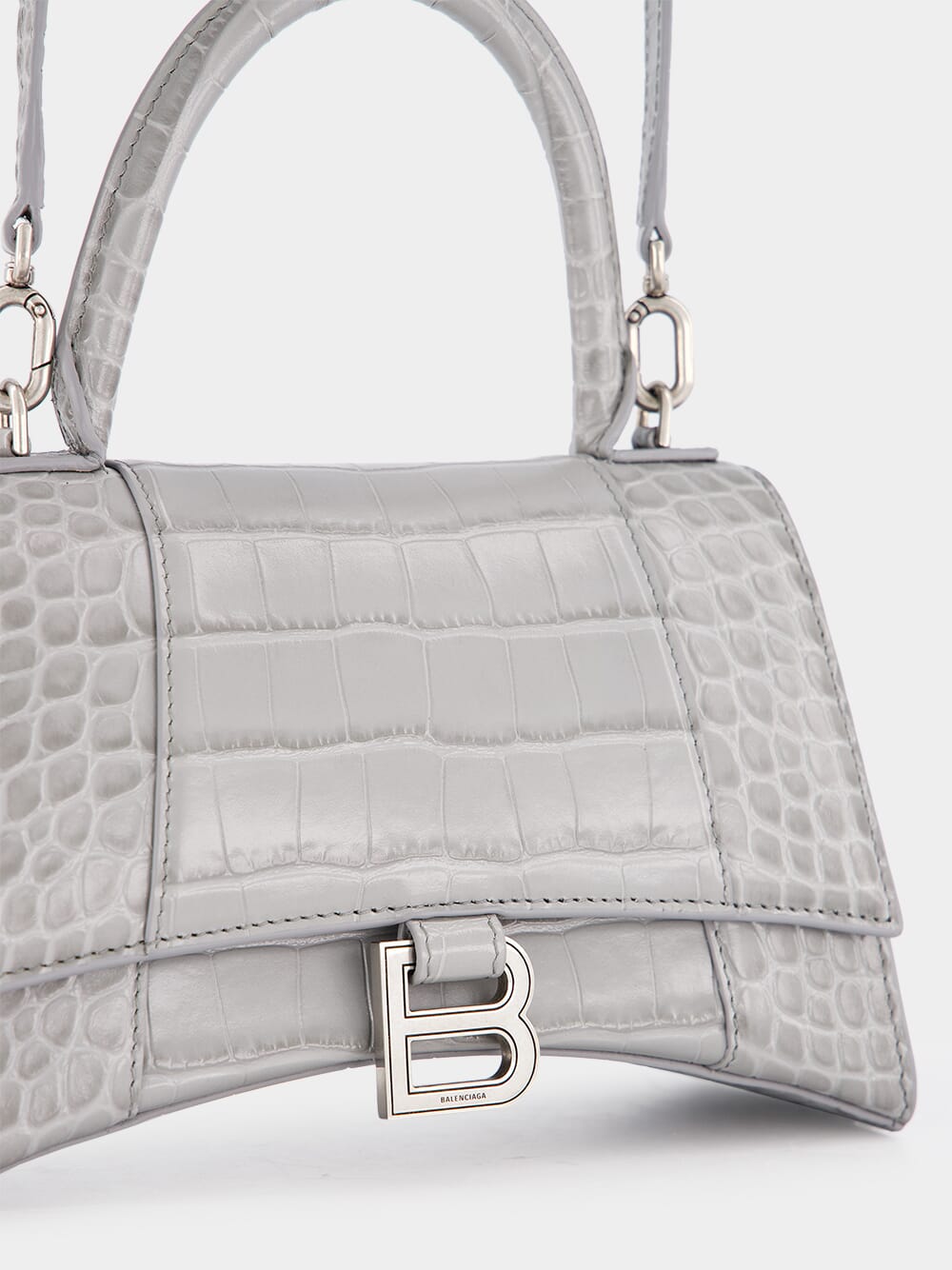 Grey Crocodile Calfksin Hourglass Small Handbag