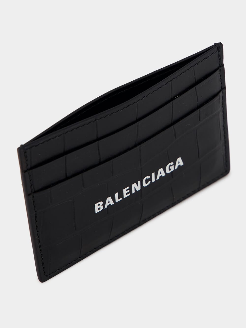 Matte Croc-Embossed Card Holder